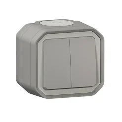 Legrand Double interrupteur Plexo gris en saillie