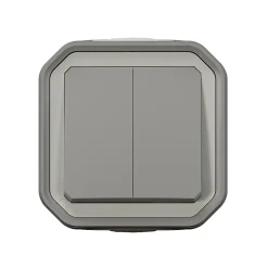 Legrand Double interrupteur Plexo gris en saillie