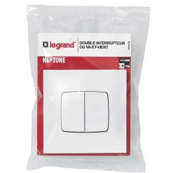 Legrand Double interrupteur ou va-et-vient Neptune 0 913 21 coloris blanc 10 A