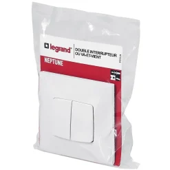 Legrand Double interrupteur ou va-et-vient Neptune 0 913 21 coloris blanc 10 A