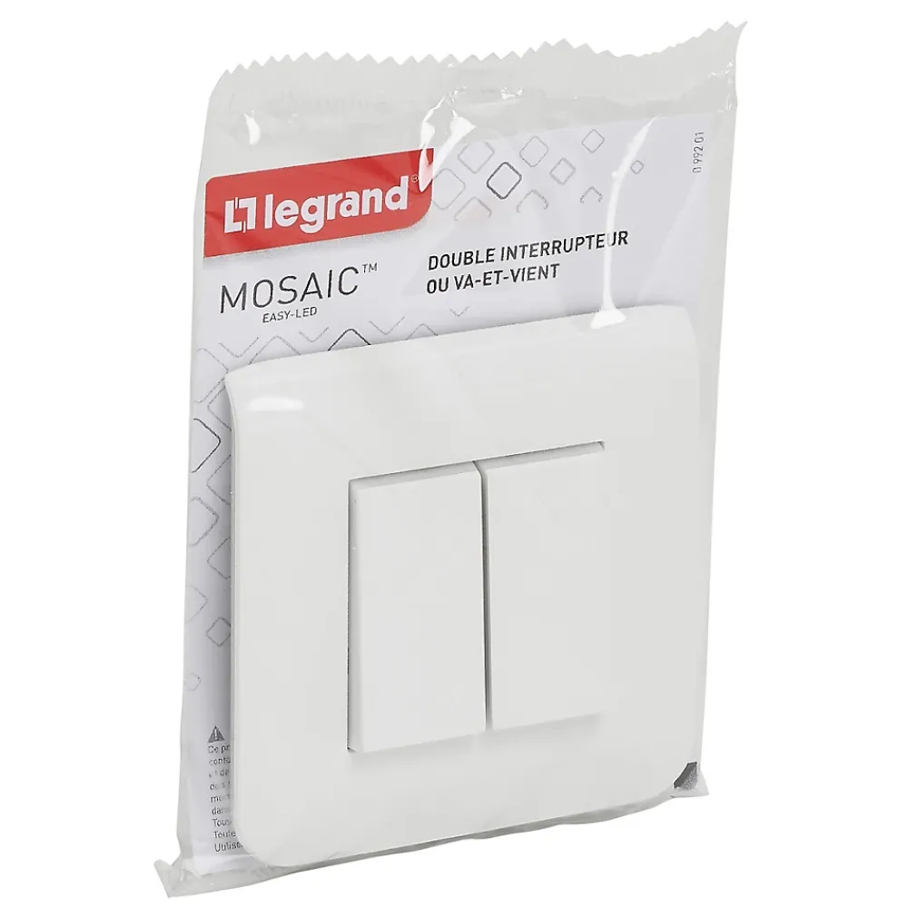 Legrand Double interrupteur va-et-vient à vis Mosaïc blanc