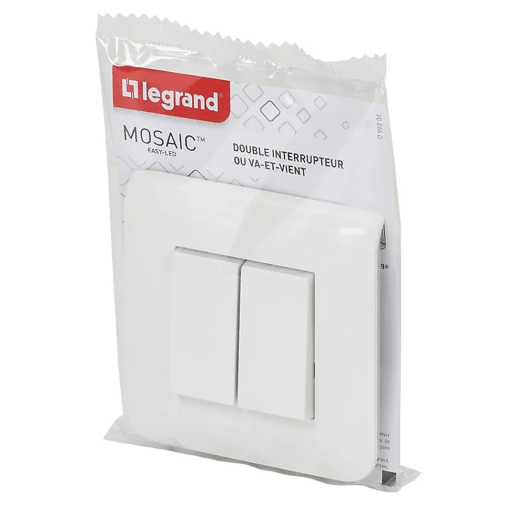 Legrand Double interrupteur va-et-vient à vis Mosaïc blanc
