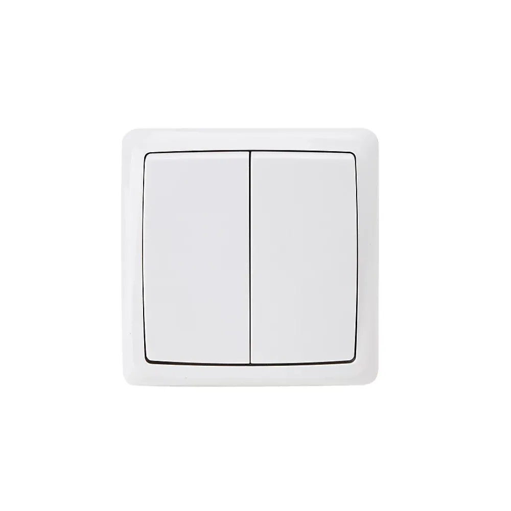 Jacobsen Interrupteur En Saillie-Double interrupteur va-et-vient monobloc en saillie étanche Sigurd blanc complet
