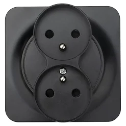 Jacobsen Prise Encastrable-Double prise avec terre Espen noir composable