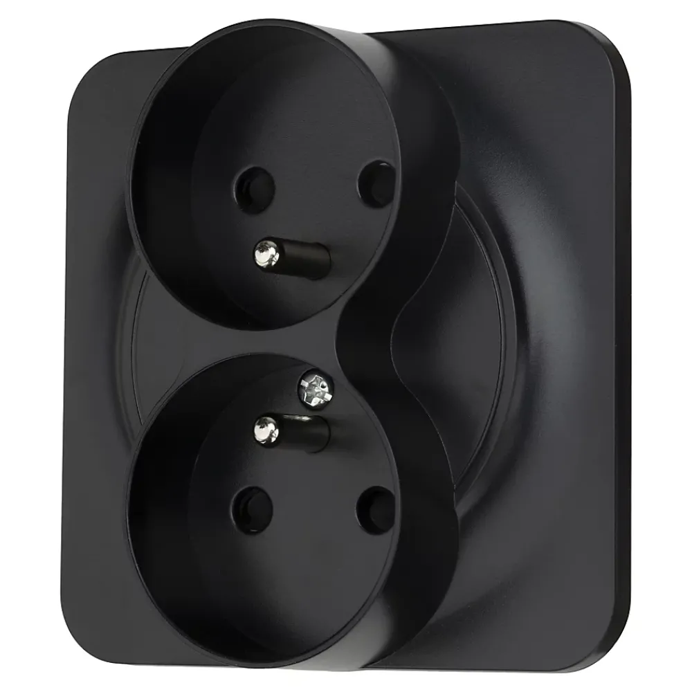 Jacobsen Prise Encastrable-Double prise avec terre Espen noir composable
