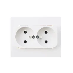 Double prise en saillie blanc complet