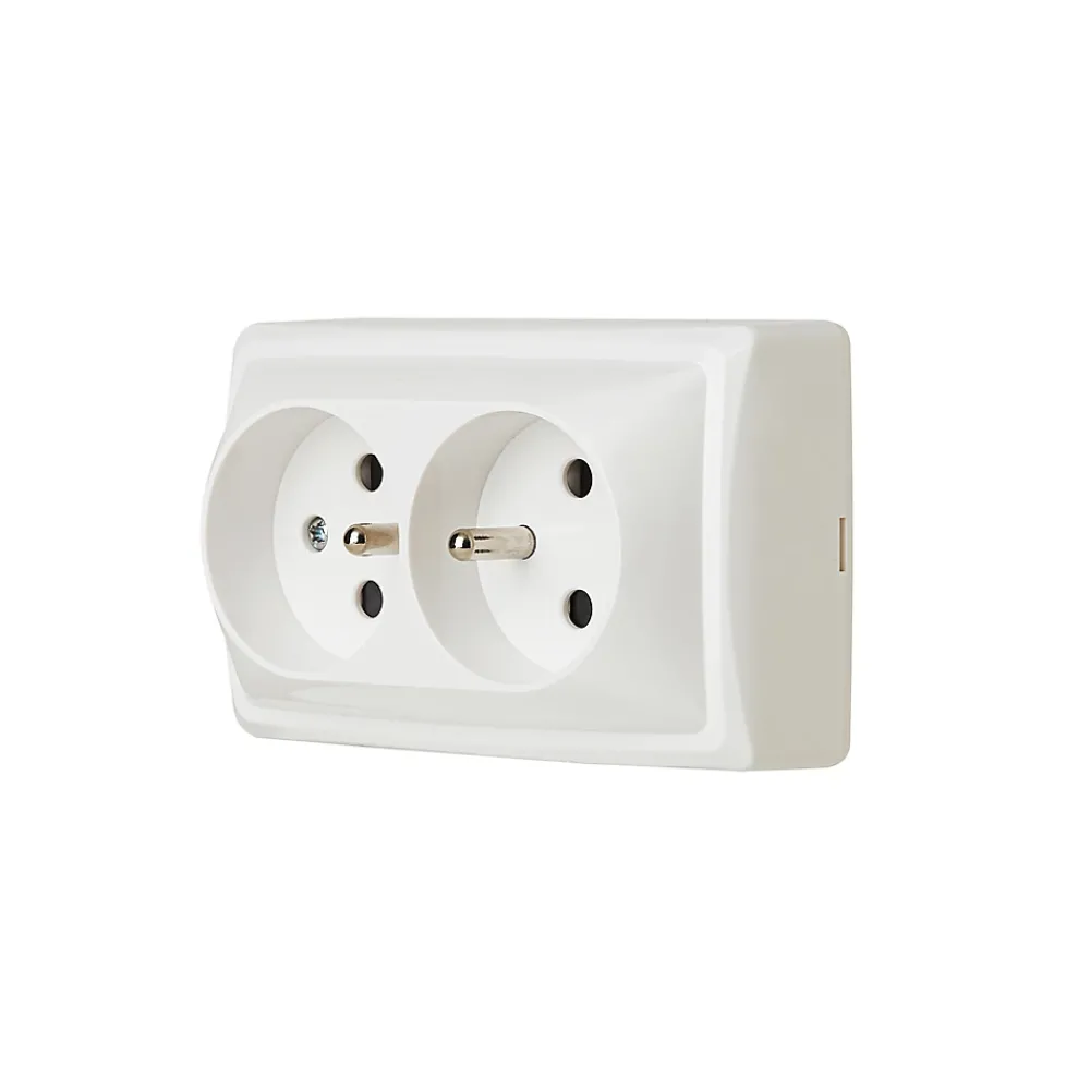 Jacobsen Prise En Saillie-Double prise monobloc en saillie Sigurd blanc complet