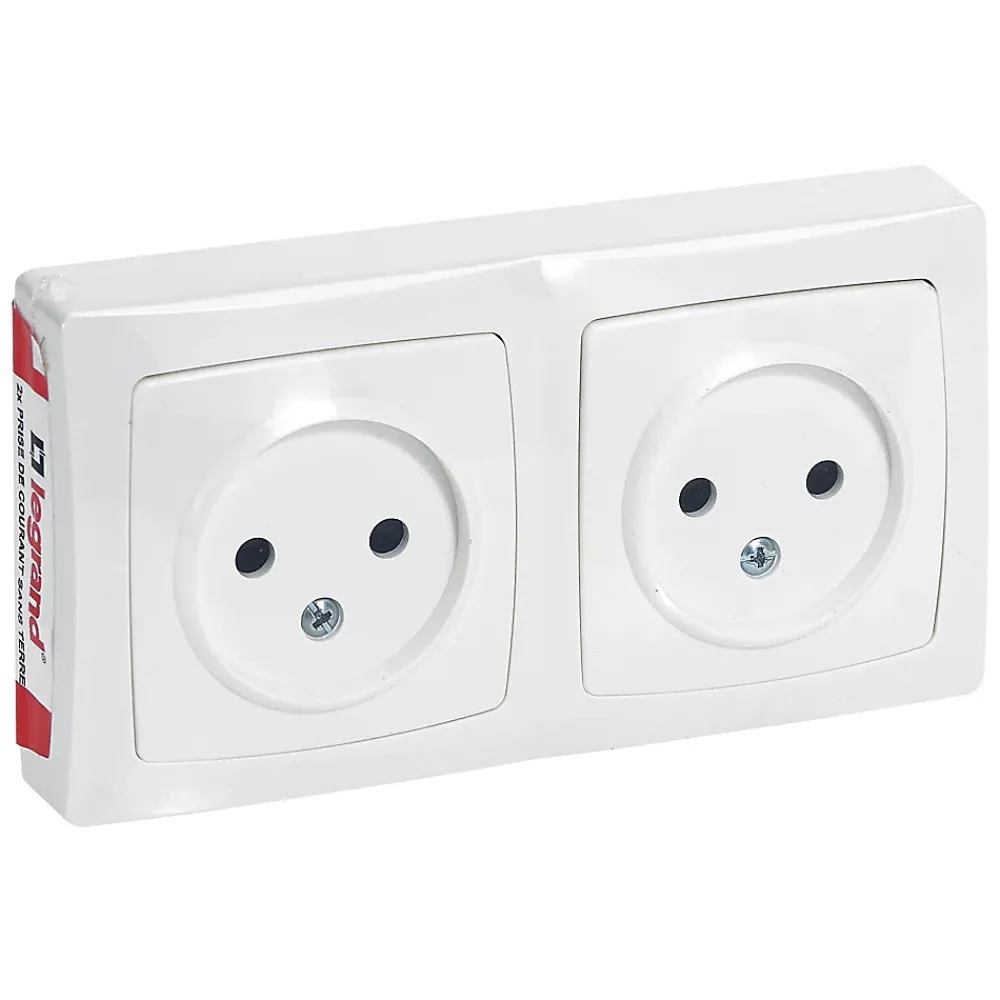 Legrand Double prise 2 pôles horizontale ASL blanc