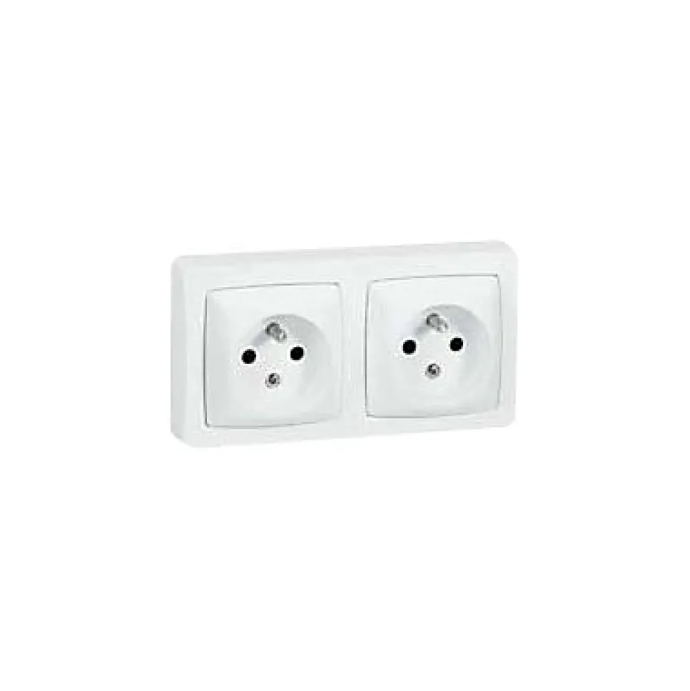 Legrand Prise En Saillie-Double prise 2 pôles+terre horizontale ASL blanc
