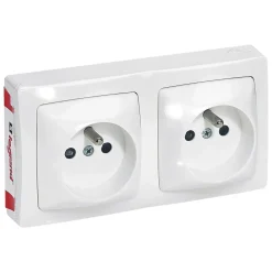Legrand Prise En Saillie-Double prise 2 pôles+terre horizontale ASL blanc