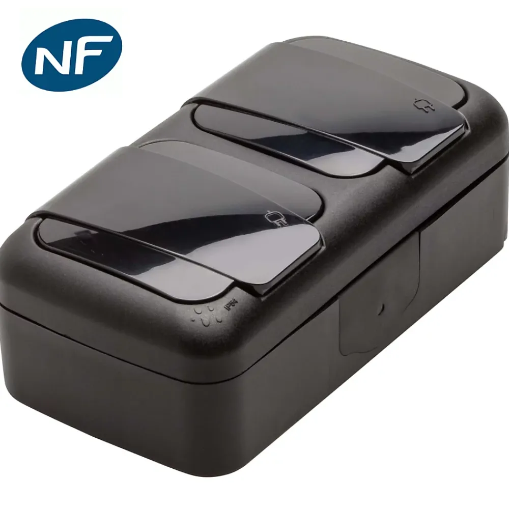 Viko By Panasonic Double prise 2P+T étanche IP54- - Noir - NF