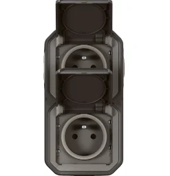Legrand Prise Étanche-Double prises 2 pôles avec terre verticales Plexo anthracite en saillie