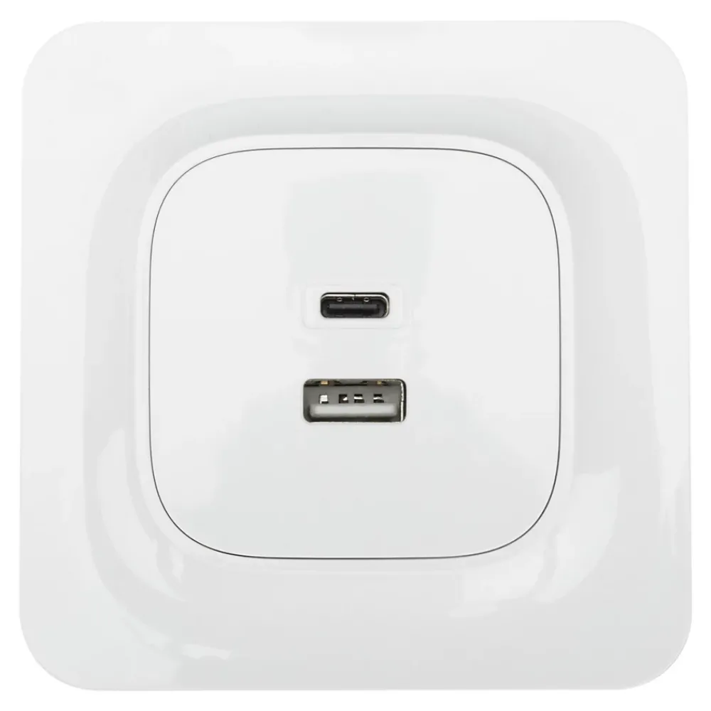 Jacobsen Prise Encastrable-Double prise USB-A+C Kennet blanc complet