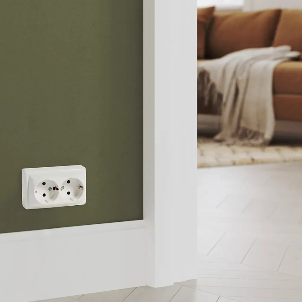 Jacobsen Prise En Saillie-Double prise USB-A monobloc en saillie Sigurd blanc complet