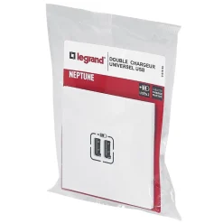 Legrand Double prise USB Neptune Blanc mat