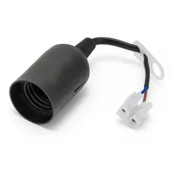 Velamp Fixation Et Raccordement Du Câble-Douille pré-assemblée avec câble d'alimentation et bornier. E27. Câble de 16 cm. Noir