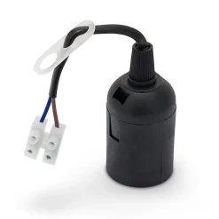 Velamp Fixation Et Raccordement Du Câble-Douille pré-assemblée avec câble d'alimentation et bornier. E27. Câble de 16 cm. Noir