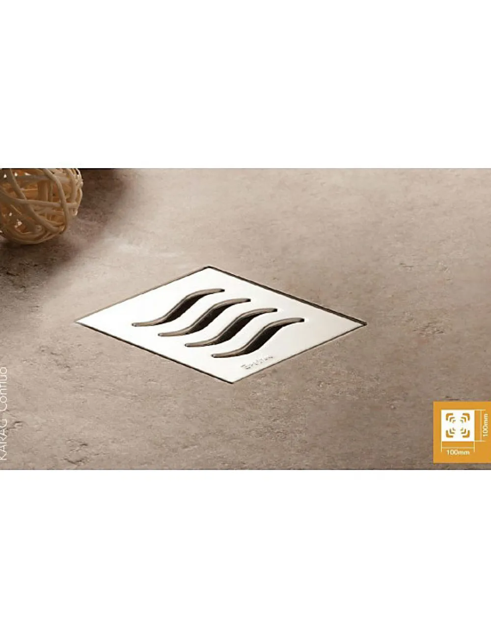 Karag Drain de douche carré en acier inoxydable CONFLUO TIDE 15x15 cm