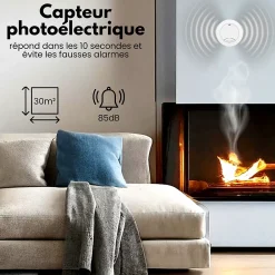 Aroha Détecteur de fumée Safety Pro Mini - Batterie 10 ans - Détecteur de fumée - Alarme incendie - 2 pièces