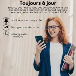 Aroha Détecteur de fumée Smart Connect & Link connectable et WiFi - Alarme incendie connecte Tuya et Smartlife - 3 pieces