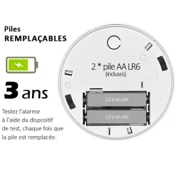 Kyf Détecteur de fumée CE EN14604 - Pile 3 ans remplaçable incluse + Kit de fixation magnétique