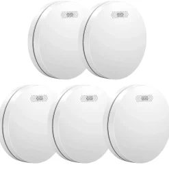 Aroha Détecteur De Monoxyde De Carbone Et Gaz-Détecteur de fumée/chaleur connectable Link - Batterie 10 ans - Capteur de fumée interconnecté - Alarme incendie - Pack de 5