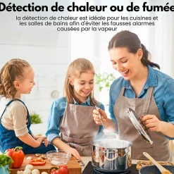 Aroha Détecteur De Monoxyde De Carbone Et Gaz|Détecteur De Fumée, Gaz Et Protection Incendie-Détecteur de fumée/chaleur connectable Link - Batterie 10 ans - Capteur de fumée interconnecté - Alarme incendie