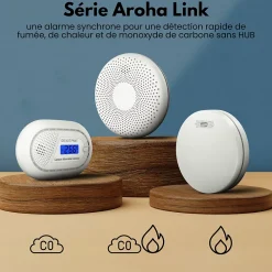 Aroha Détecteur de fumée/chaleur connectable Link - Batterie 10 ans - Capteur de fumée interconnecté - Alarme incendie - Pack de 2