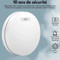 Aroha Détecteur de fumée/chaleur connectable Link - Batterie 10 ans - Capteur de fumée interconnecté - Alarme incendie - Pack de 2