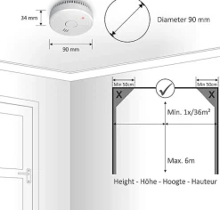 Nature Pro Détecteur de fumée - Conforme à la Norme européenne EN14604, Blanc