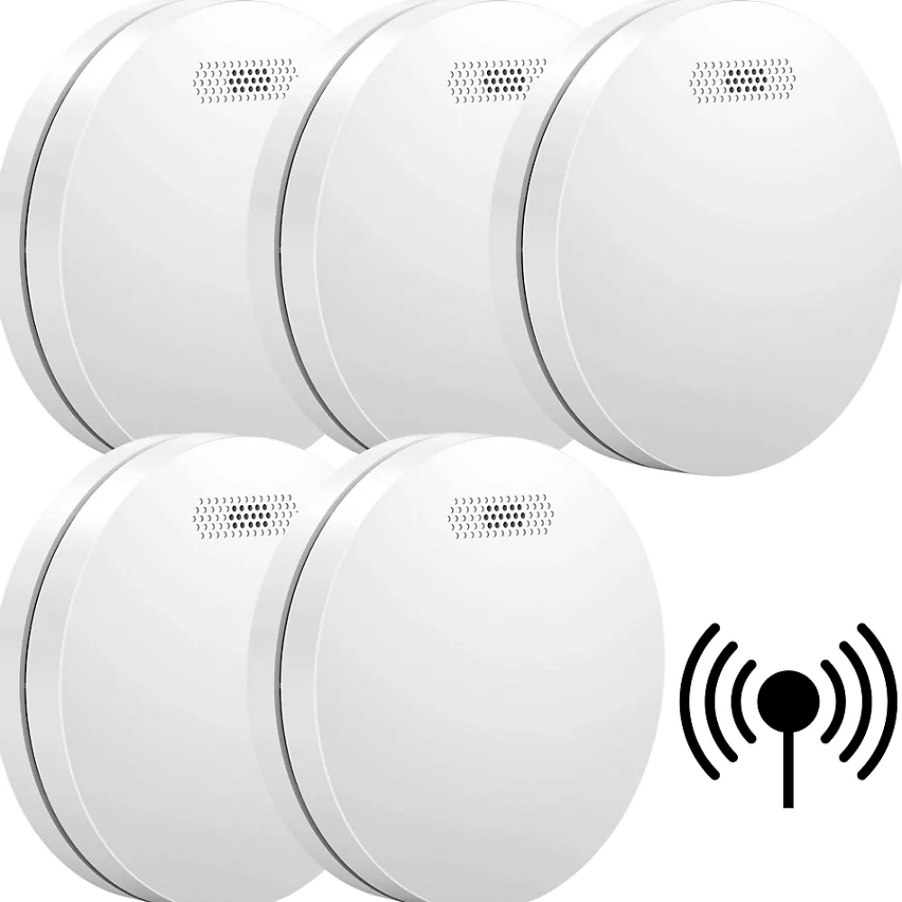 Aroha Détecteur De Fumée|Détecteur De Fumée-Détecteur de fumée connectable Link - Batterie 10 ans - Capteur de fumée interconnecté - Alarme incendie - 5 pièces