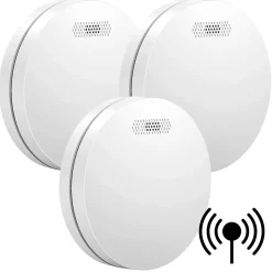 Aroha Détecteur De Fumée|Détecteur De Fumée-Détecteur de fumée connectable Link - Batterie 10 ans - Capteur de fumée interconnecté - Alarme incendie - 3 pièces