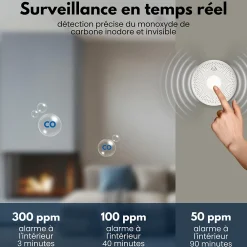 Aroha Détecteur de fumée et de monoxyde de carbone Smart Connect WiFi - Batterie 10 ans - Alarme incendie et CO - 3 pièces
