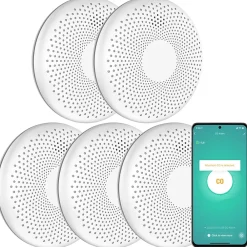 Aroha Détecteur de fumée et de monoxyde de carbone Smart Connect WiFi - Batterie 10 ans - Alarme incendie et CO - 5 pièces