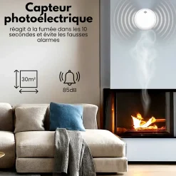 Aroha Détecteur de fumée et de monoxyde de carbone Safety Pro Sleep Line - Batterie 10 ans - Alarme incendie et de CO - 5 pièces