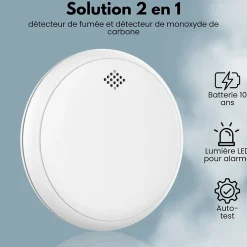 Aroha Détecteur De Monoxyde De Carbone Et Gaz-Détecteur de fumée et de monoxyde de carbone Safety Pro Sleep Line - Batterie 10 ans - Alarme incendie et de CO - 2 pièces