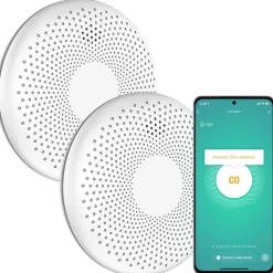 Aroha Détecteur De Fumée|Détecteur De Fumée, Gaz Et Protection Incendie-Détecteur de fumée et de monoxyde de carbone Smart Connect WiFi - Batterie 10 ans - Alarme incendie et CO - 2 pièces