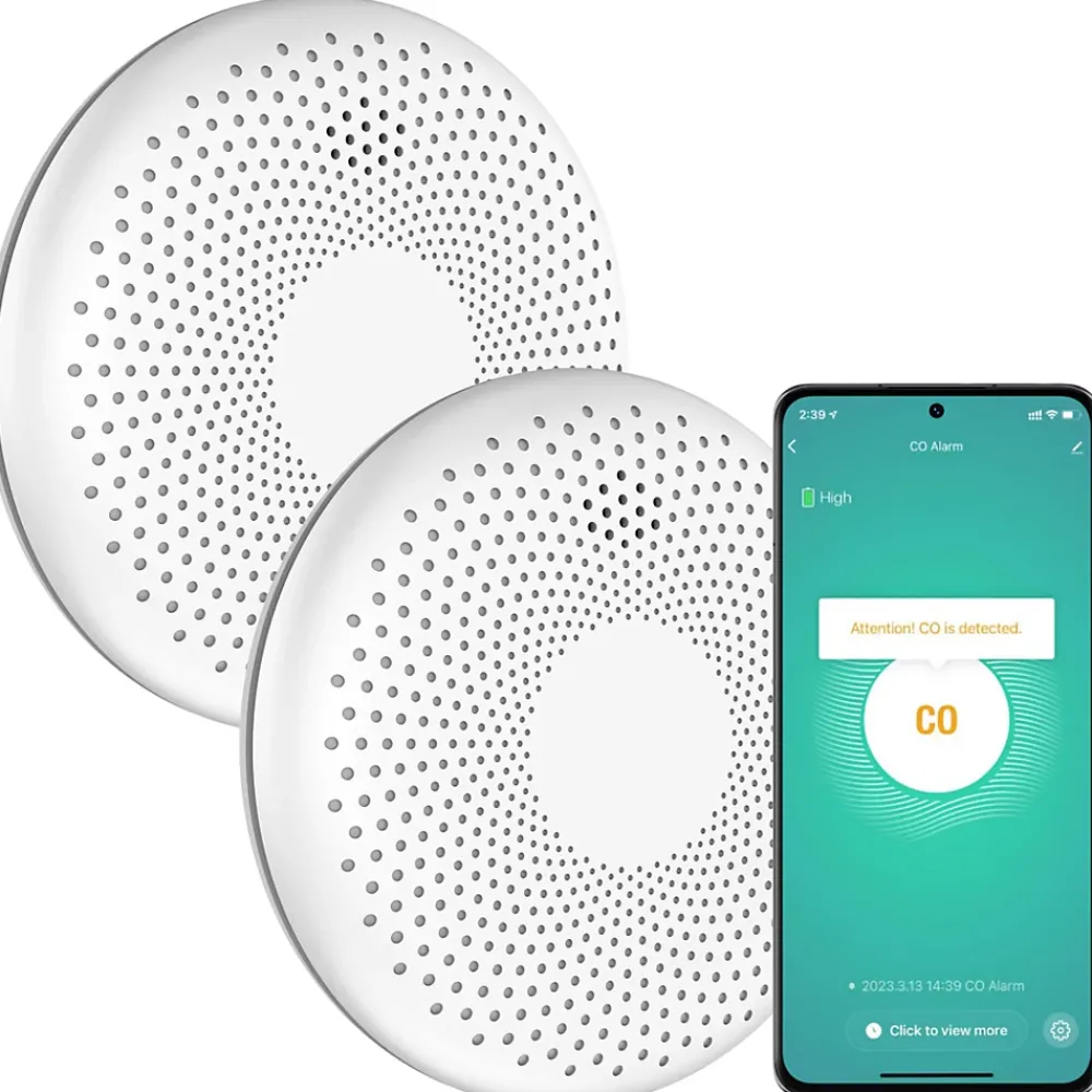 Aroha Détecteur De Fumée|Détecteur De Fumée, Gaz Et Protection Incendie-Détecteur de fumée et de monoxyde de carbone Smart Connect WiFi - Batterie 10 ans - Alarme incendie et CO - 2 pièces