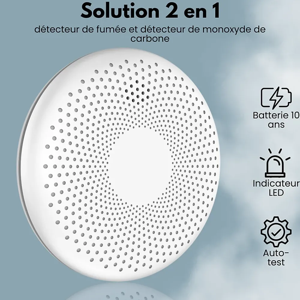 Aroha Détecteur De Monoxyde De Carbone Et Gaz|Détecteur De Fumée, Gaz Et Protection Incendie-Détecteur de fumée et de monoxyde de carbone Safety Pro Sleep Line - Batterie 10 ans - Alarme incendie et détecteur de CO