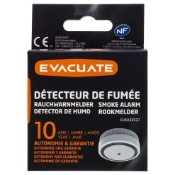 Détecteur De Fumée|Détecteur De Fumée, Gaz Et Protection Incendie-Détecteur de fumée Evacuate autonomie 10 ans 85 dB(A)