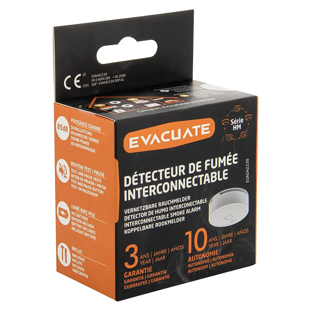 Evacuate Détecteur de fumée interconnecté 433MHZ
