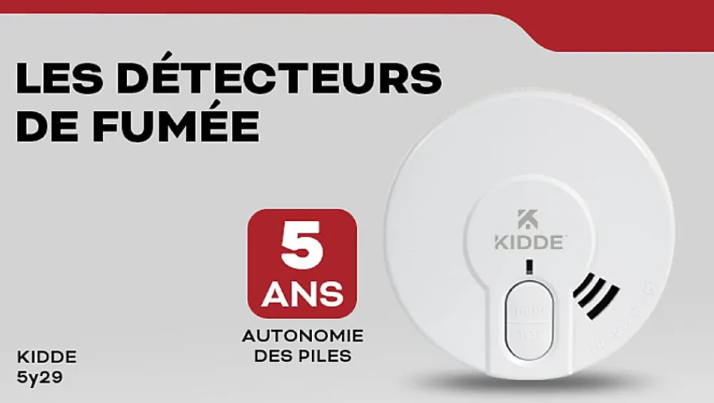 Kidde Détecteur De Fumée|Détecteur De Fumée, Gaz Et Protection Incendie-Détecteur de fumée 5Y29 autonomie 5 ans