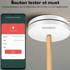 Aroha Détecteur de fumée WiFi Smart Connect - Batterie 10 ans - Alarme incendie connecte avec application Tuya et Smartlife