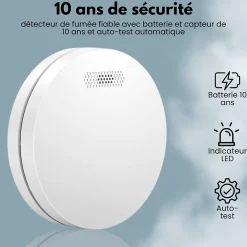 Aroha Détecteur De Fumée|Détecteur De Fumée-Détecteur de fumée WiFi Smart Connect - Batterie 10 ans - Alarme incendie connecte avec Tuya et Smartlife