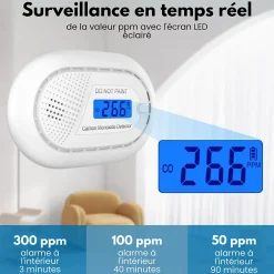 Aroha Détecteur de monoxyde de carbone Smart Connect WiFi - Batterie 10 ans - Alarme de CO connecte Tuya et Smartlife - 2 pièces