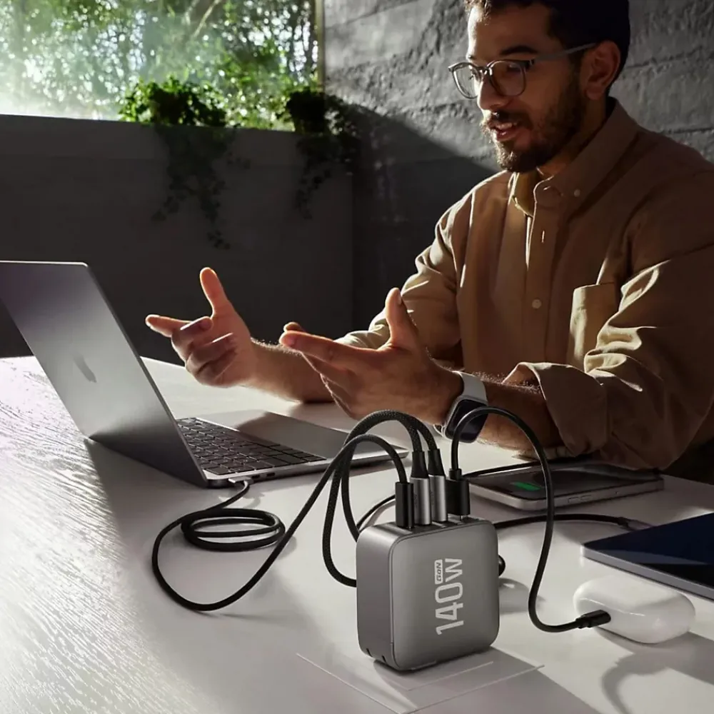 EcoFlow Chargeur Et Câble Usb-RAPID Pro Charger 140W - Chargeur GaN 4 ports, compact et puissant