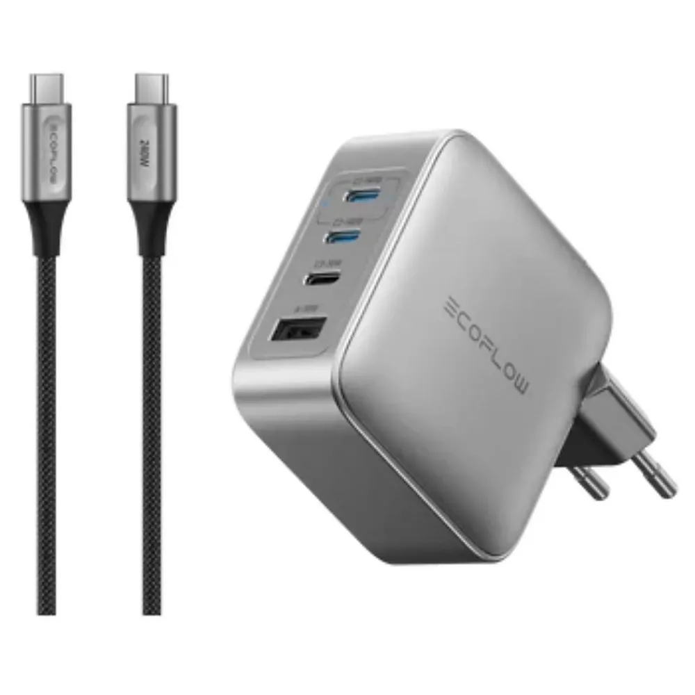 EcoFlow Chargeur Et Câble Usb-RAPID Pro Charger 140W - Chargeur GaN 4 ports, compact et puissant