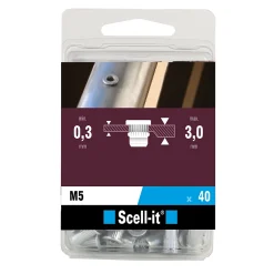 Scell-It Ecrou aveugle M5 tête plate, 40 pièces