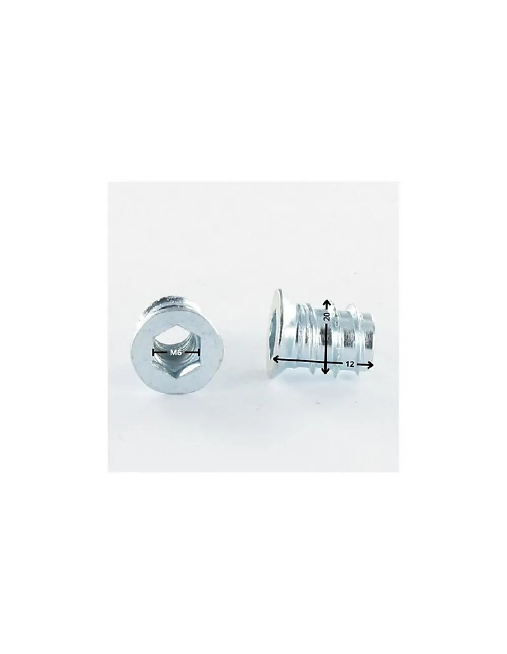 Vis Express Écrou-Ecrou Clé de 6 HC6 M6 12X20 Acier zingué - 500 pièces