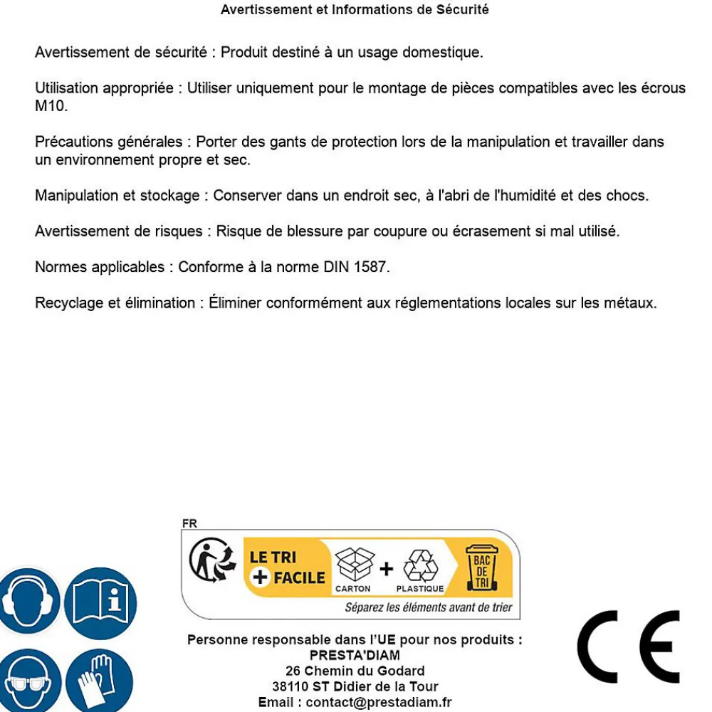 D-Work Écrou-200 Ecrous Borgnes M5 mm - DIN 1587 - Laiton -